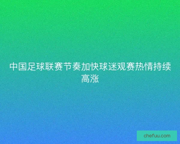 中国足球联赛节奏加快球迷观赛热情持续高涨